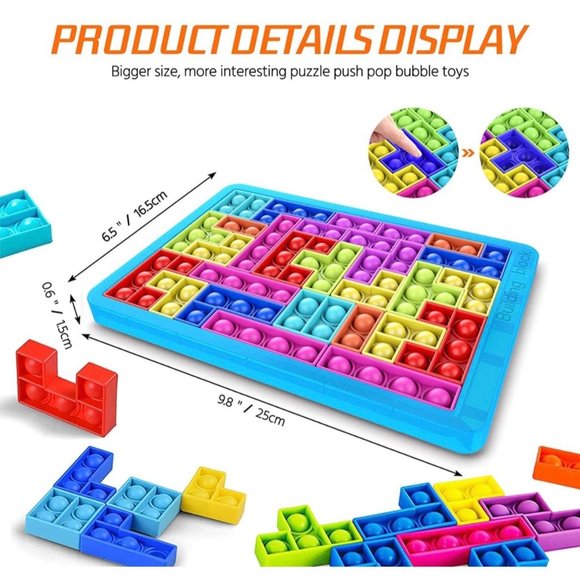Jigsaw Puzzle Push Pop Bubble Fidget Sensory Silicone Toy - Picture 6 of 10